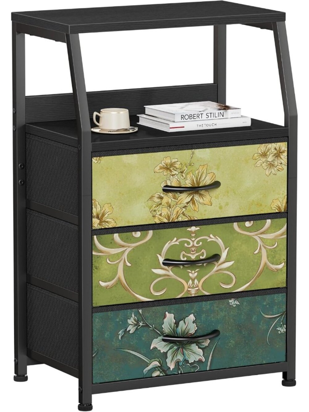 Vintage-Inspired Retro Nightstand with 3 Drawers, Small Storage Dresser, Home